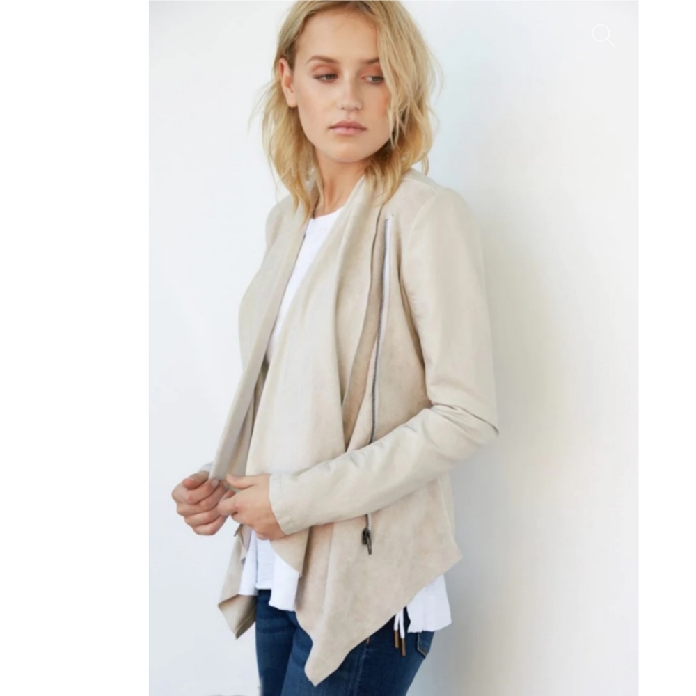Blanknyc Cream Tan Asymmetrical Sunny Days Light Jacket. Size Small